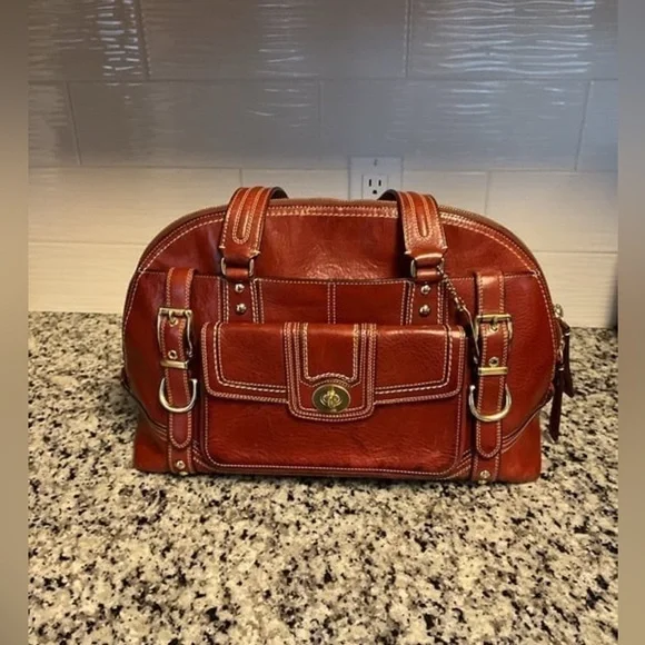 Coach Legacy Hampton Miranda Rare Burgundy Satchel 11085 Turnlock Bag Purse - Picture 1 of 11